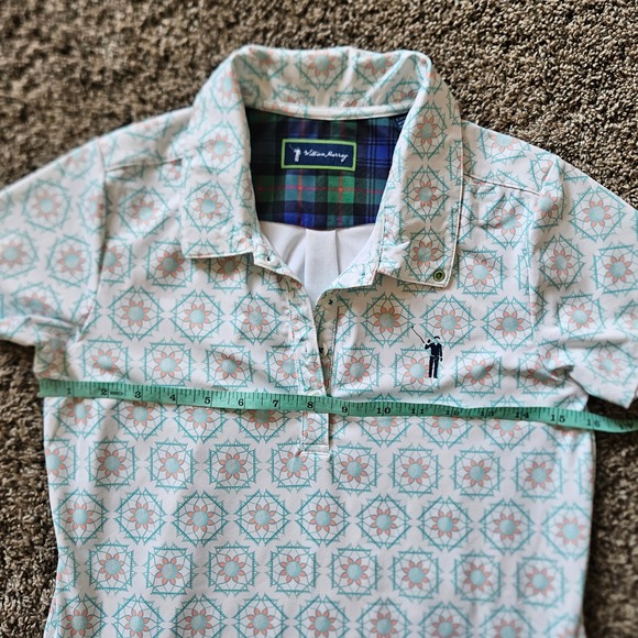 William Murray Golf Dress Womens XS Teal Geometric Floral Polo Short Sleeve - Picture 3 of 7